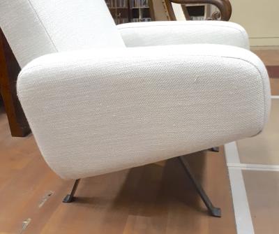 Joseph Andre Motte Joseph Andre Motte for Steiner Pair of Lounge Chairs Recovered in Canvas