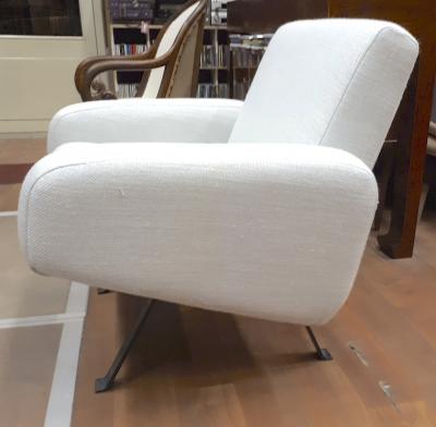 Joseph Andre Motte Joseph Andre Motte for Steiner Pair of Lounge Chairs Recovered in Canvas