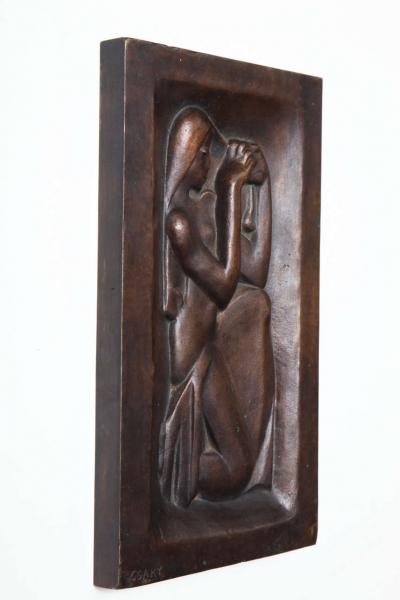 Joseph Cs ky Femme se peignant Bronze relief by Joseph Csaky
