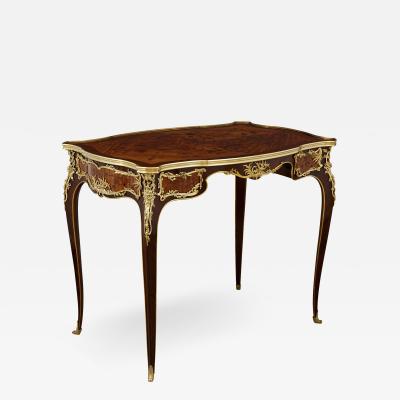 Joseph Emmanuel Zwiener Louis XV style gilt bronze and marquetry desk attributed to Zwiener