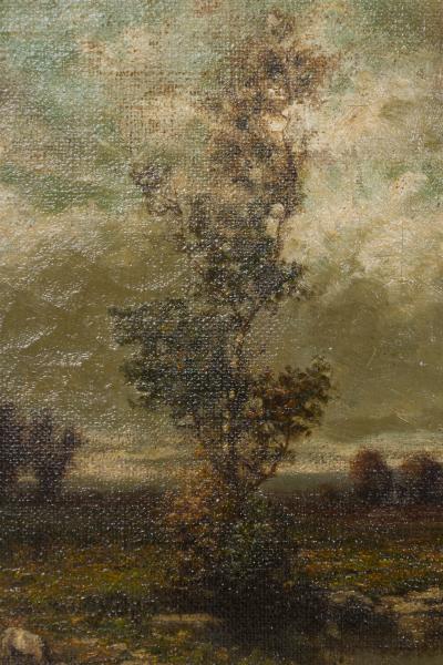Joseph Foxcroft Cole American Victorian Landscape of Sheep by Stream