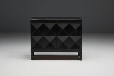 Joseph Fran ois De Coene Brutalist De Coene Cabinet in Stained Oak Belgium 1970s