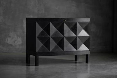 Joseph Fran ois De Coene Brutalist De Coene Cabinet in Stained Oak Belgium 1970s