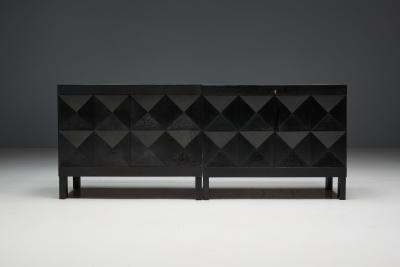 Joseph Fran ois De Coene Brutalist De Coene Cabinet in Stained Oak Belgium 1970s