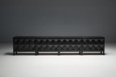 Joseph Fran ois De Coene Brutalist De Coene Cabinet in Stained Oak Belgium 1970s