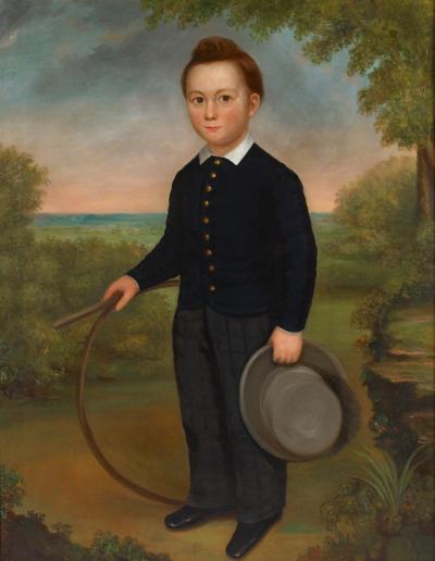 Joseph Goodhue Chandler Portrait of a Young Boy Holding a Hoop and a Hat