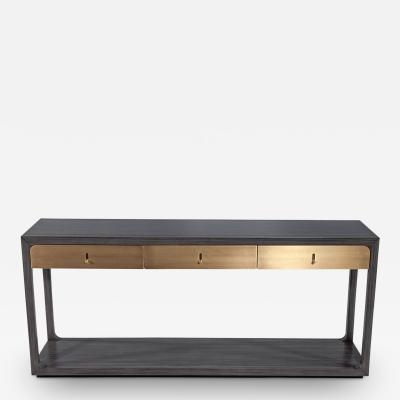 Joseph Jeup Modern Grey Console with Brass Drawers Fulton Console by Joseph Jeup