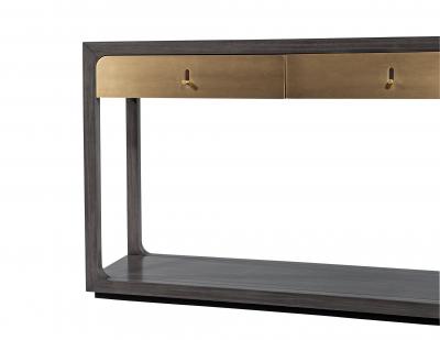 Joseph Jeup Modern Grey Console with Brass Drawers Fulton Console by Joseph Jeup