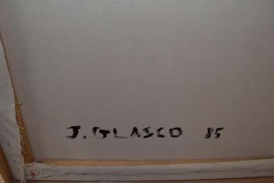 Joseph M Glasco Joseph M Glasco Oil and Collage on Canvas 34 Dated 1985