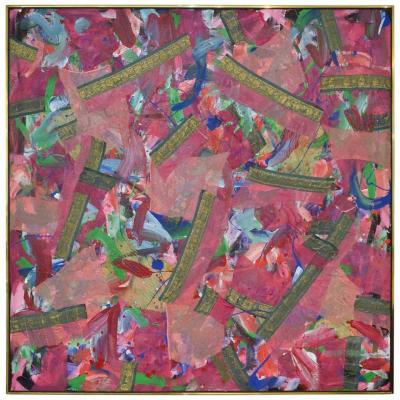 Joseph M Glasco Joseph M Glasco Oil and Collage on Canvas 34 Dated 1985