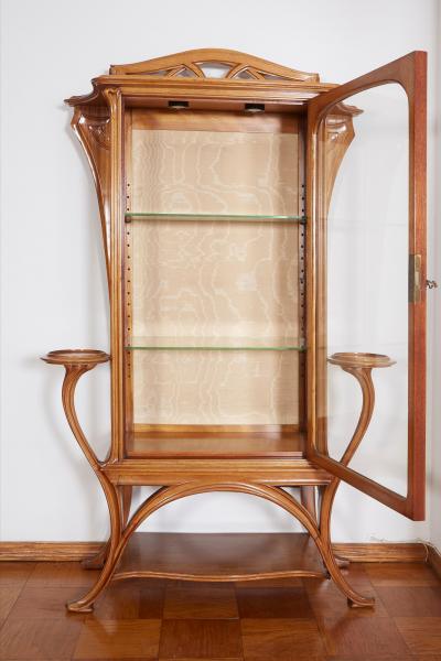 Joseph Paul Anthony Selmersheim French Art Nouveau Walnut Vitrine by Tony Selmersheim