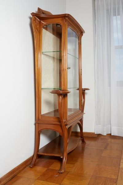 Joseph Paul Anthony Selmersheim French Art Nouveau Walnut Vitrine by Tony Selmersheim
