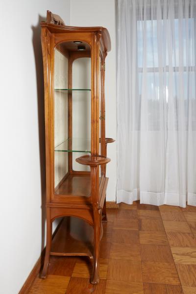 Joseph Paul Anthony Selmersheim French Art Nouveau Walnut Vitrine by Tony Selmersheim