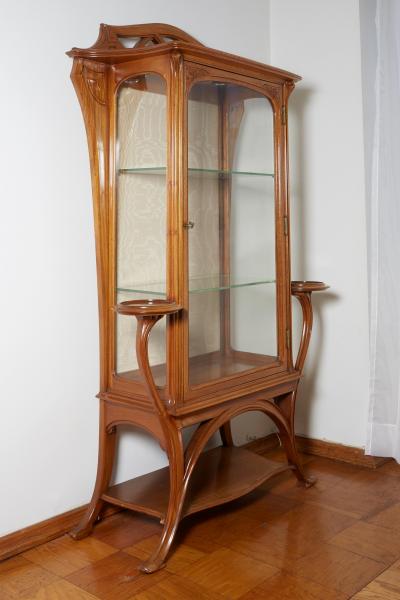 Joseph Paul Anthony Selmersheim French Art Nouveau Walnut Vitrine by Tony Selmersheim