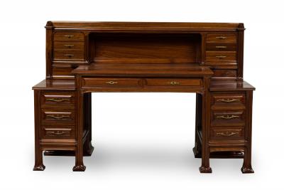 Joseph Paul Anthony Tony Selmersheim Tony Selmersheim French Art Nouveau Oak and Brass Architects Desk