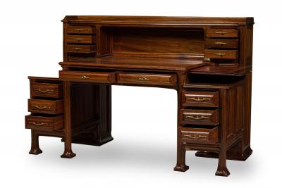 Joseph Paul Anthony Tony Selmersheim Tony Selmersheim French Art Nouveau Oak and Brass Architects Desk