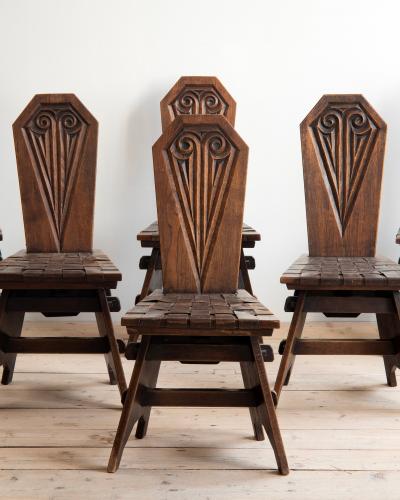 Joseph Savina 20th c Set of six chairs by Joseph Savina