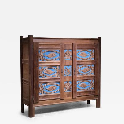 Joseph Savina Joseph Savina carved oak cupboard