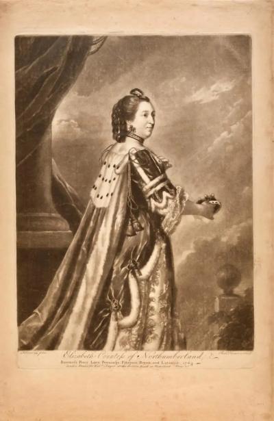 Joshua Reynolds Elizabeth Countess of Northumberland Mezzotint After a Painting by J Reynolds