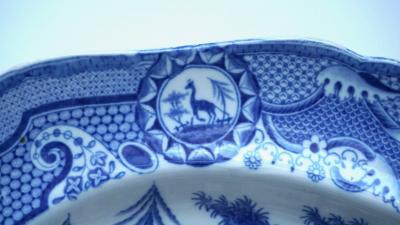 Josiah Spode II Spode Gothic Castles Large Blue and White Staffordshire Platter circa 1815