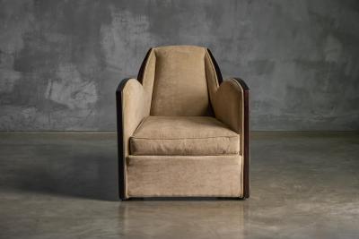 Joubert et Petit DIM Pair of Art Deco Club Chairs in the Style of Joubert Petit France 1940s