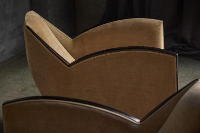 Joubert et Petit DIM Pair of Art Deco Club Chairs in the Style of Joubert Petit France 1940s