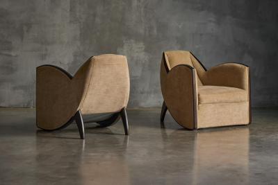 Joubert et Petit DIM Pair of Art Deco Club Chairs in the Style of Joubert Petit France 1940s