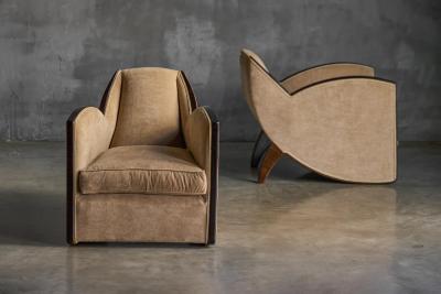 Joubert et Petit DIM Pair of Art Deco Club Chairs in the Style of Joubert Petit France 1940s