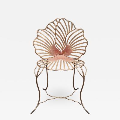 Joy de Rohan Chabot Contemporary Joy de Rohan Chabot Forged Metal Pink and Gold Pansy Chair