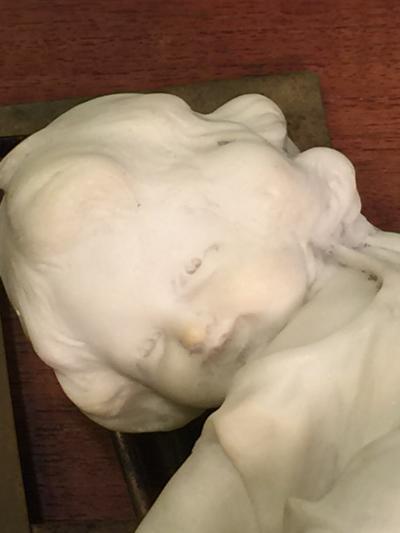 Juan Clara JUAN CLARA MARBLE CHILD ON BRONZE CHAIR SCULPTURE