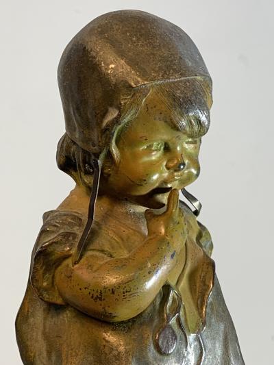 Juan Clara JUAN CLARA POLYCHROMED METAL AND BRONZE CHILD WITH SHOES SCULPTURE