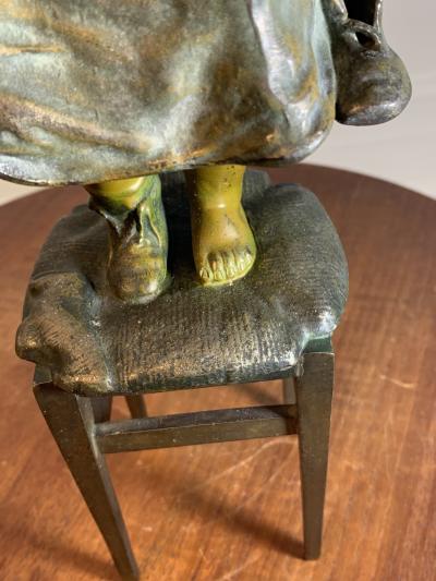 Juan Clara JUAN CLARA POLYCHROMED METAL AND BRONZE CHILD WITH SHOES SCULPTURE