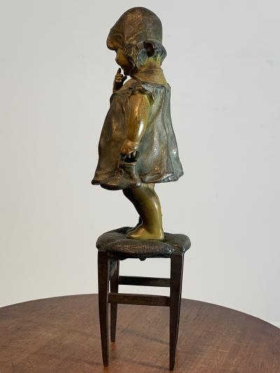 Juan Clara JUAN CLARA POLYCHROMED METAL AND BRONZE CHILD WITH SHOES SCULPTURE