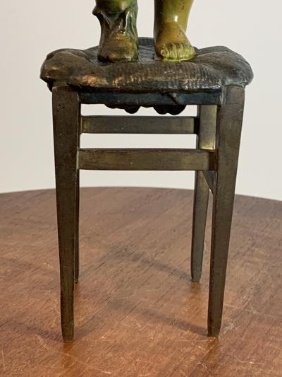 Juan Clara JUAN CLARA POLYCHROMED METAL AND BRONZE CHILD WITH SHOES SCULPTURE