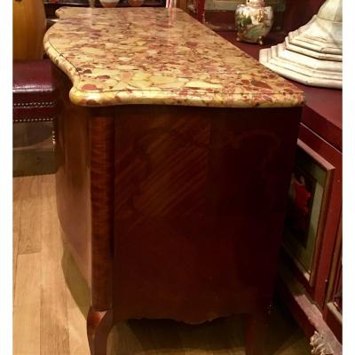Juan Lanzani Antique French Inlaid Marble Top Credenza Sideboard by Juan Lanzani