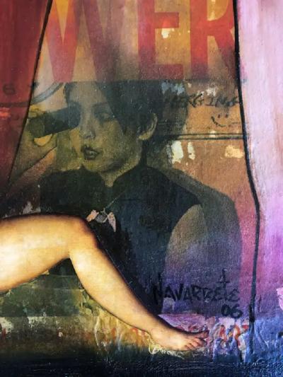 Juan Navarrete Abstract Mixed Media Painting Juan Navarette Cuban American Artist