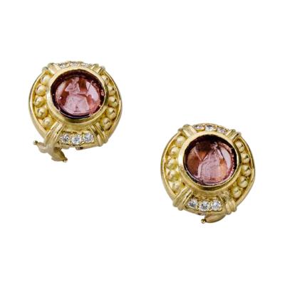 Judith Ripka Judith Ripka 18kt Carved Tourmaline Earrings with Diamonds
