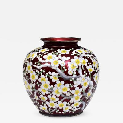 Juebi Ando A Japanese Sterling Silver Cloisonne Vase by Ando Jubei