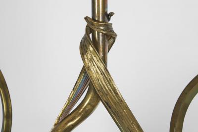 Jugend Ceiling Lamp in Patinated Brass and Glass Europe early 20th century