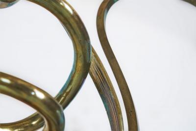 Jugend Ceiling Lamp in Patinated Brass and Glass Europe early 20th century
