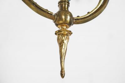 Jugend Ceiling Lamp in Patinated Brass and Glass Europe early 20th century