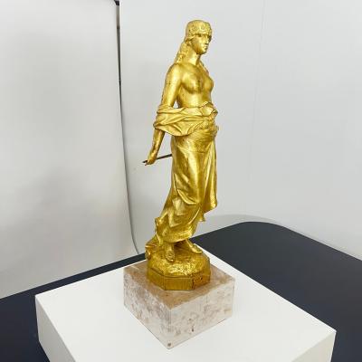 Jugendstil Sculpture Judith Signed E Tell Gilt Bronze Austria circa 1910