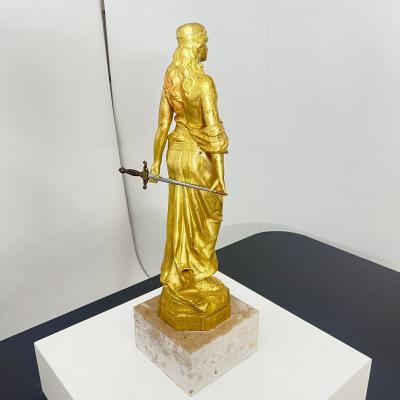 Jugendstil Sculpture Judith Signed E Tell Gilt Bronze Austria circa 1910