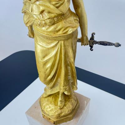 Jugendstil Sculpture Judith Signed E Tell Gilt Bronze Austria circa 1910