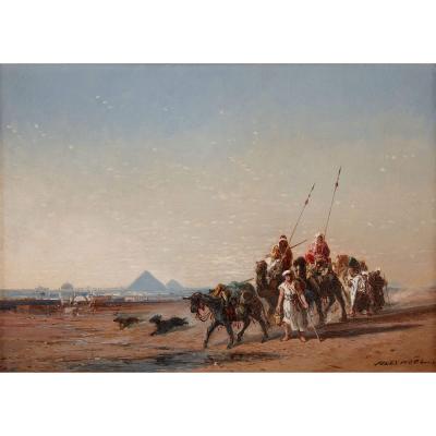 Jules Achille No l Antique Egyptian landscape oil painting by No l