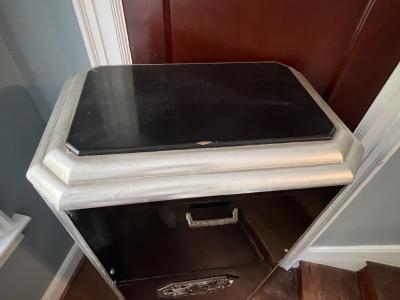 Jules Bouy BLACK AND SILVER ART DECO CABINET WITH NICKELED BRONZE HANDLES FOUNTAIN PLAQUE