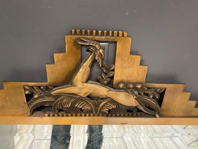 Jules Bouy MAGNIFICIENT ART DECO BRONZE GAZELLE SKYSCRAPER MIRROR BY JULES BOUY