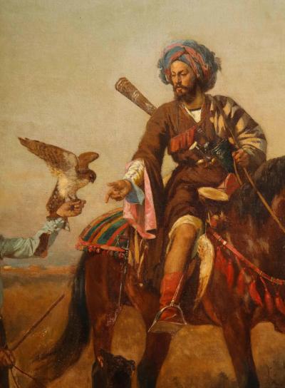 Jules Didier 1831 1892 The Falconer Orientalist Hunting Painting