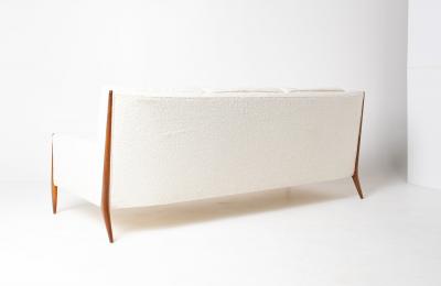 Jules Heumann Jules Heumann Sofa in Walnut and White Boucle