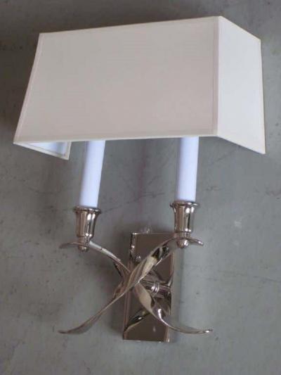 Jules Leleu 2 Pairs French Modern Neoclassical Style Nickel Sconces in Style of Jules Leleu
